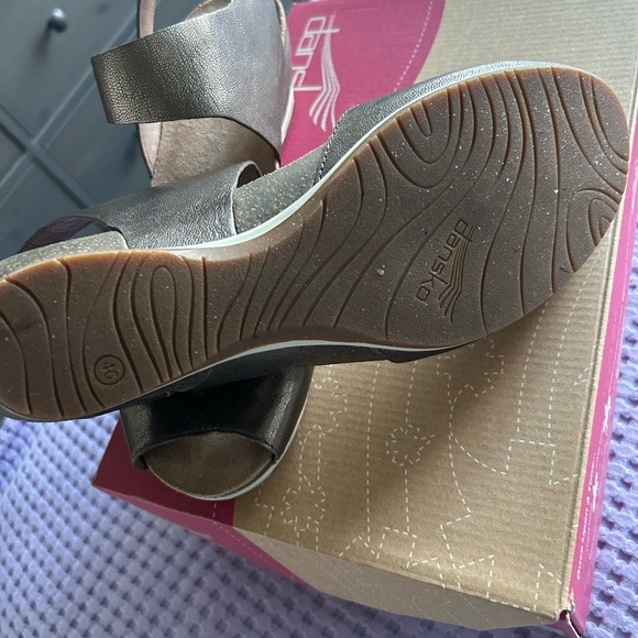 Dansko Silver Sandals with Stylish Wedge Sole - Picture 3 of 3